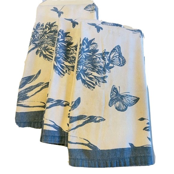 Lenox Bath Lenox Hand Towels Butterflies Ladybugs Flowers Blue